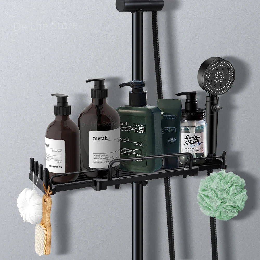 etagere salle de bains sans percage Étagère de douche extensible avec crochet, sans propositions, shampoing, support de pommeau de douche, accessoires