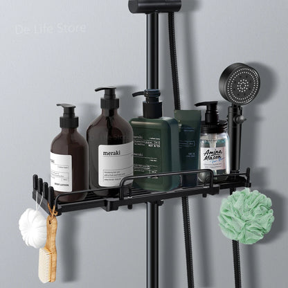 etagere salle de bains sans percage Étagère de douche extensible avec crochet, sans propositions, shampoing, support de pommeau de douche, accessoires