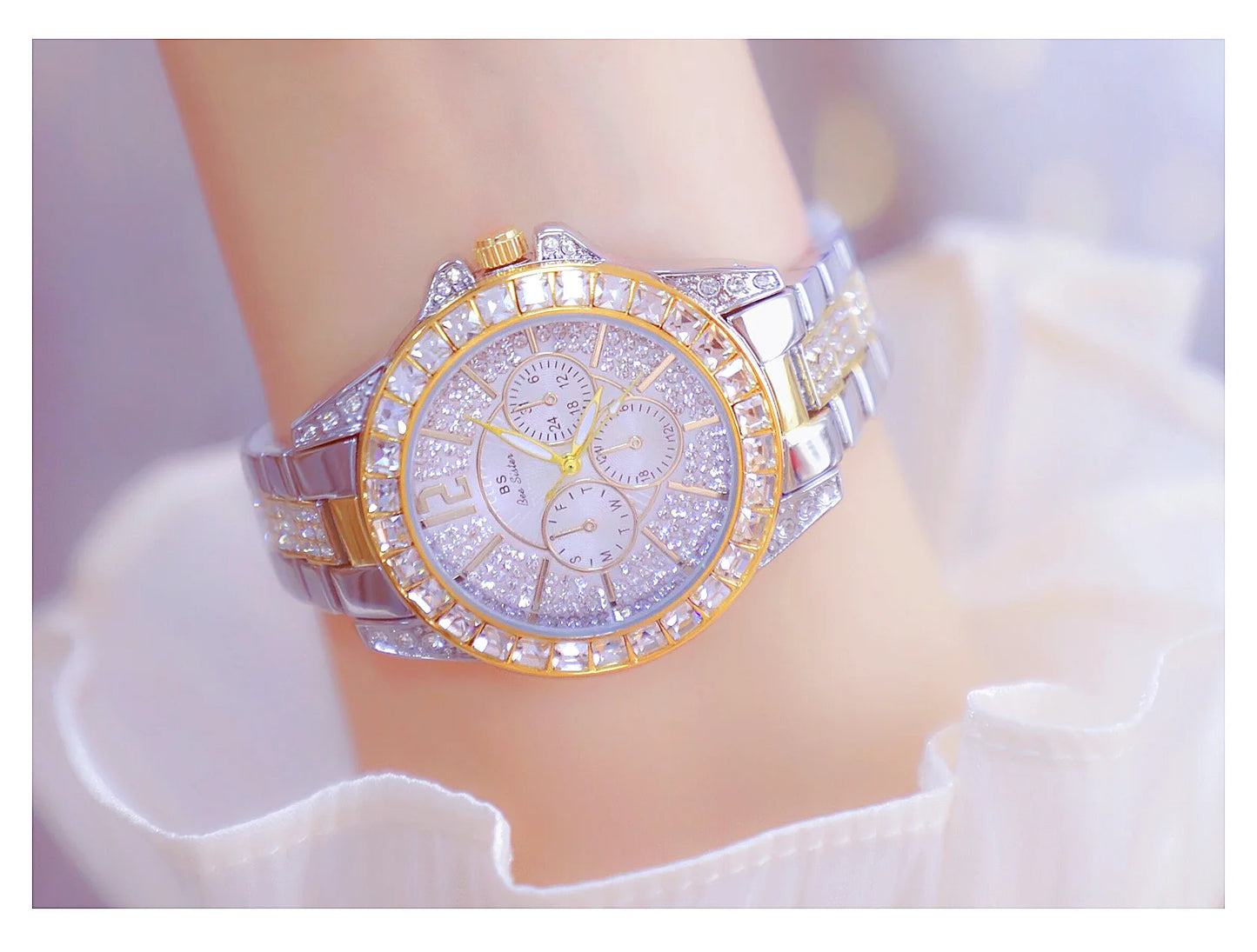 Montre de luxe pour femmes, mode diamant, argent, or, pour filles, horloge étanche, robe cadeaux