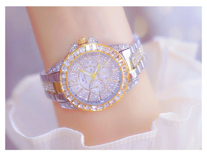 Montre de luxe pour femmes, mode diamant, argent, or, pour filles, horloge étanche, robe cadeaux