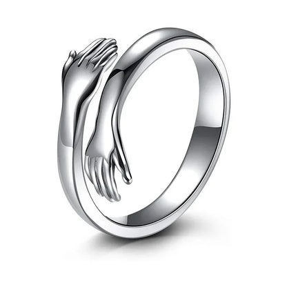 Bagues à main de câlin d'amour romantique, bagues créatives d'amour pour toujours ouvertes, bijoux exquis réglables, cadeau de fête pour femmes