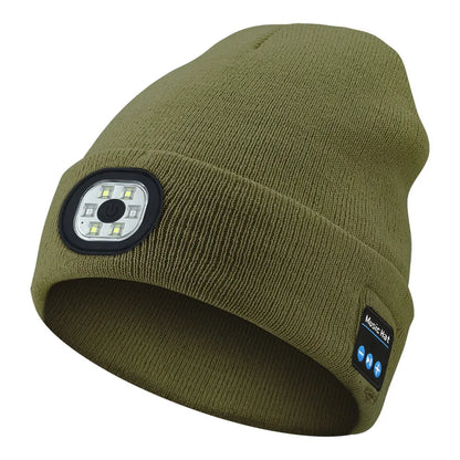 Bonnet chaud mains libres Bluetooth 5.0, chapeau LED, casque stéréo sans fil, lecteur de musique avec Support de micro, batterie Rechargeable à gradation