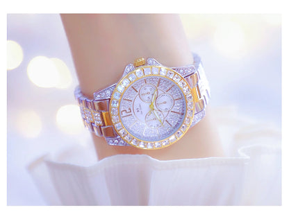 Montre de luxe pour femmes, mode diamant, argent, or, pour filles, horloge étanche, robe cadeaux