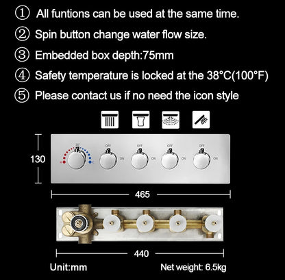 M Boenn polie 23 × 31 pouces pomme de douche intelligente pluie mitigeur thermostatique dissimulé grand système de douche LED ensemble de robinets de salle de bains