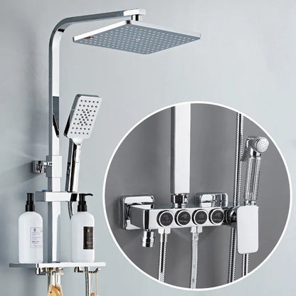 HOShower-Ensemble de pommeau de douche chaud et froid, pommeau de douche pluie, système thermostatique, laiton de qualité, noir et or, 12 po