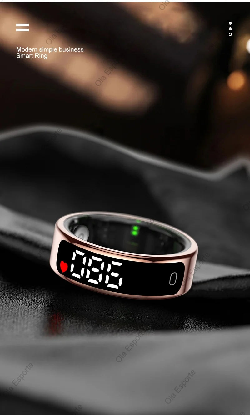 Anneau intelligent 2025 avec écran d'affichage et tactile, étui de chargement sans fil, gestionnaire de santé, étanche 5ATM pour hommes et femmes, anneau R12 R13