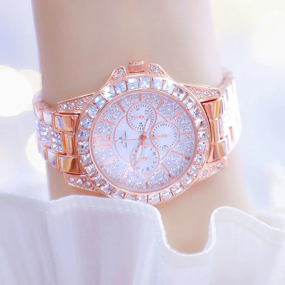 Montre de luxe pour femmes, mode diamant, argent, or, pour filles, horloge étanche, robe cadeaux