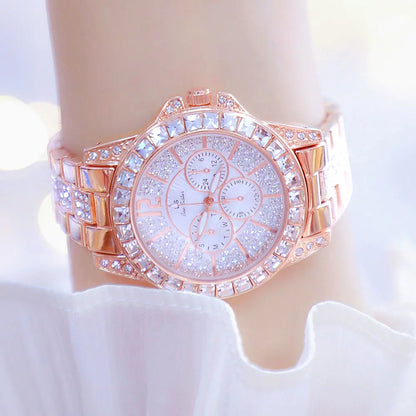 Montre de luxe pour femmes, mode diamant, argent, or, pour filles, horloge étanche, robe cadeaux