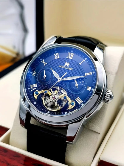 Montre mécanique de luxe pour hommes, montre haut de gamme pour hommes, montre mécanique entièrement automatique avec tourbillon, design squelette, montre-bracelet tendance polyvalente et élégante pour jeunes, cadeau pre