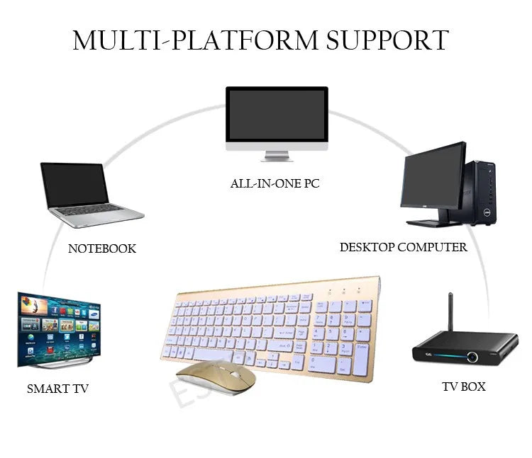 Clavier et souris sans fil ultra-mince Chlor102 prédire, à faible bruit, pour Mac Pc P1 XP/7/10 TV Box