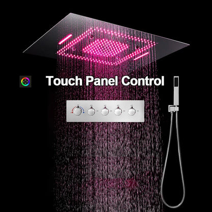 M Boenn polie 23 × 31 pouces pomme de douche intelligente pluie mitigeur thermostatique dissimulé grand système de douche LED ensemble de robinets de salle de bains
