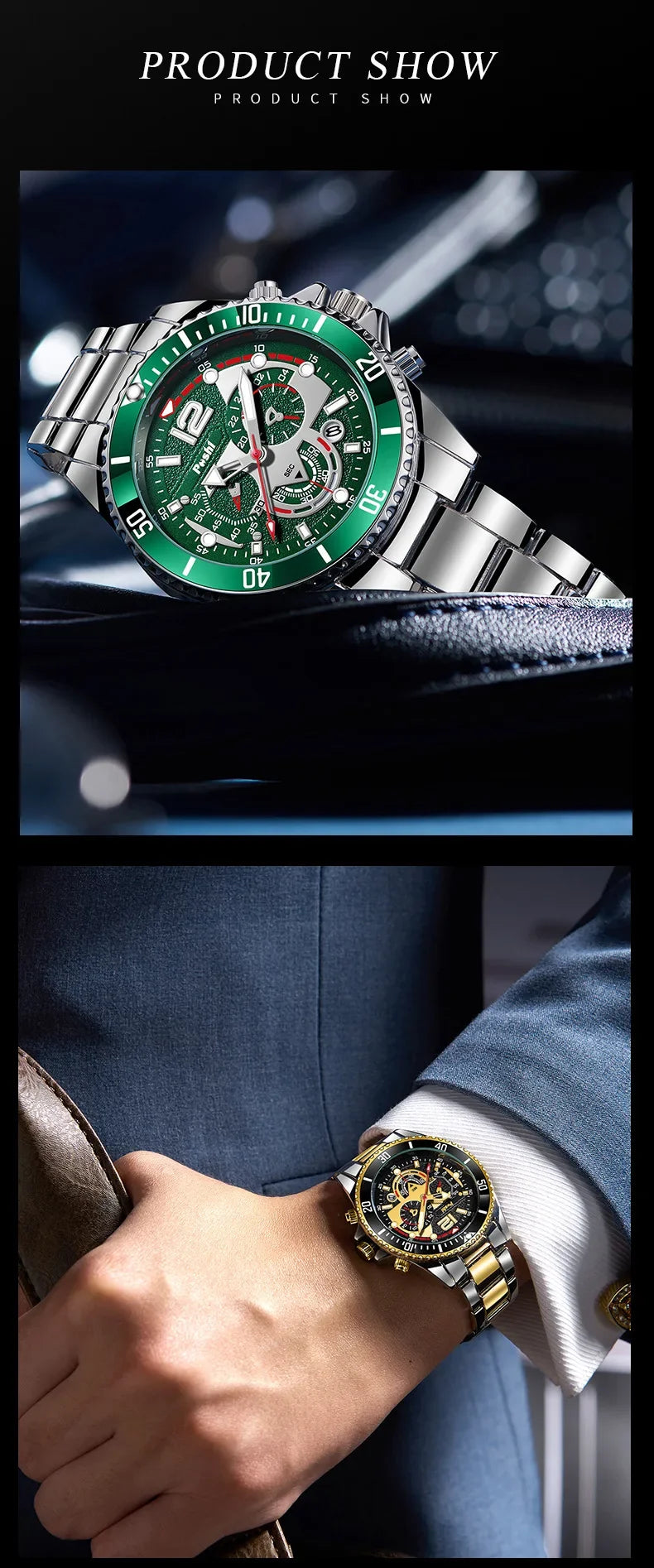 Montre d'affaires de luxe pour hommes, tendance, haut de gamme, polyvalente, lumineuse, à Quartz, étanche, calendrier, horloge, cadeaux