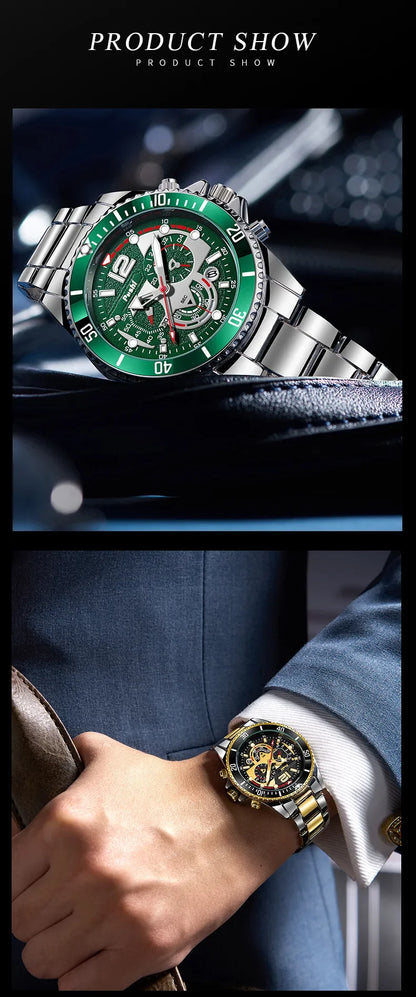 Montre d'affaires de luxe pour hommes, tendance, haut de gamme, polyvalente, lumineuse, à Quartz, étanche, calendrier, horloge, cadeaux