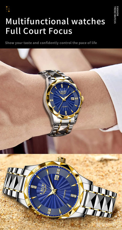 LIGE luxe femme montre mode Sport de plein air lumineux montres à Quartz mouvement importé étanche en acier inoxydable femmes montres