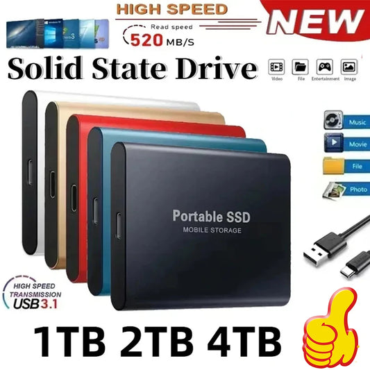 Véritable disque dur externe Portable SSD 4 to haute vitesse USB 3.2 disque dur rapide type-c 1 to disque SSD de masse pour ordinateur Portable/PC/MAC