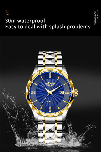 LIGE luxe femme montre mode Sport de plein air lumineux montres à Quartz mouvement importé étanche en acier inoxydable femmes montres