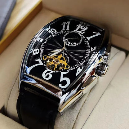 Montre-Bracelet Mécanique existent de Luxe pour Homme, Modules Tourbillon, Horloge-Bracelet, Boîtier Tonneau