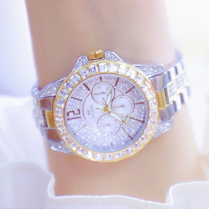 Montre de luxe pour femmes, mode diamant, argent, or, pour filles, horloge étanche, robe cadeaux