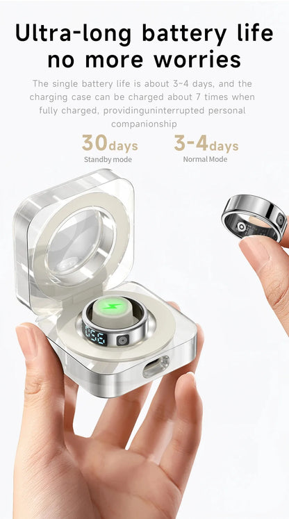 Nouveau SR08 anneau intelligent écran d'affichage LED fréquence cardiaque sommeil Modes de sport surveillance de la santé hommes femmes anneau de sport en acier inoxydable