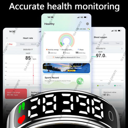 Pour anneau intelligent écran Hd contrôle Tiktok 5ATM étanche pour Smartring pour Galaxy femmes hommes anneau moniteur de fréquence cardiaque