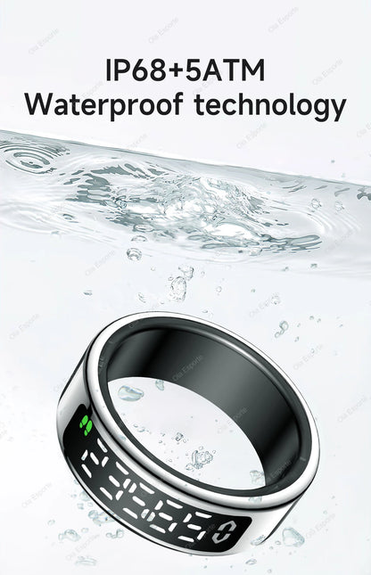 Bague intelligente 2025 avec écran d'affichage et tactile, chargement sans fil, gestionnaire de santé, étanche 5 ATM pour hommes et femmes, bagues R12 R11
