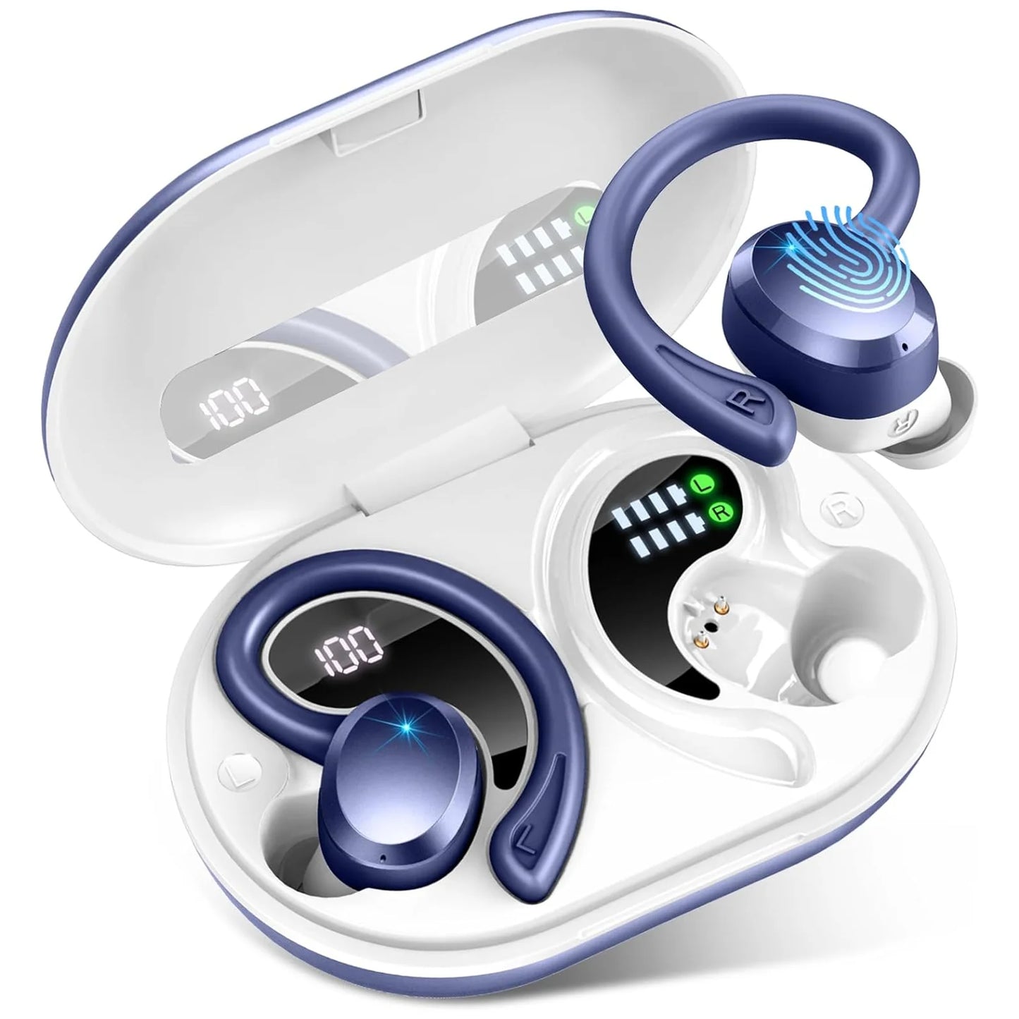 Écouteurs sans fil, écouteurs Bluetooth 5.3, basses stéréo, micro intra-auriculaires antibruit, écouteurs IP7 étanches pour sport, lecture 40H.