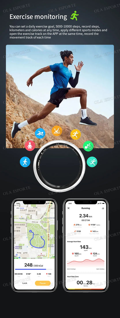 2025 nouveau anneau intelligent hommes femmes caméra contrôle fréquence cardiaque sang oxygène moniteur Smartring IP68 et 5ATM étanche Multi-sports Modes