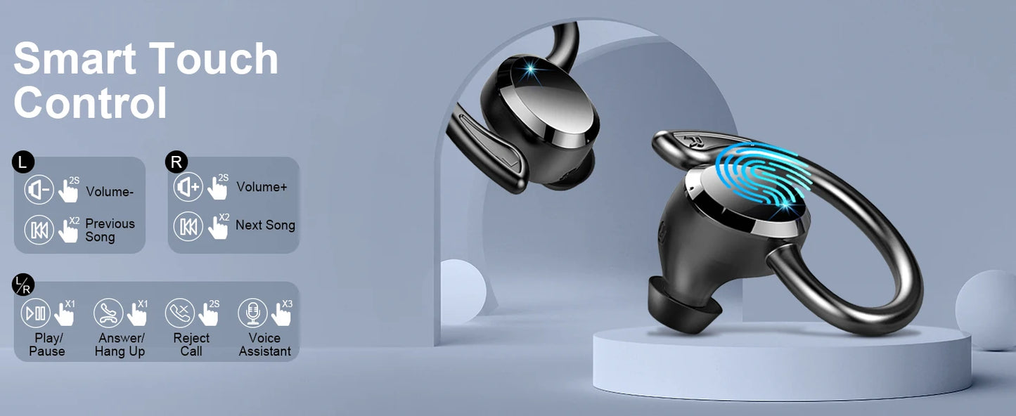 Écouteurs sans fil, écouteurs Bluetooth 5.3, basses stéréo, micro intra-auriculaires antibruit, écouteurs IP7 étanches pour sport, lecture 40H.