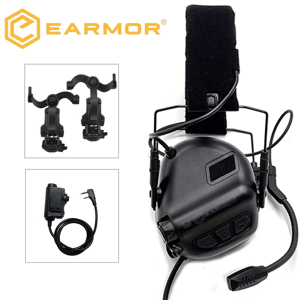 EARMOR – cache-oreilles de tir M32 SE et casque tactique M51 PTT, réduction du bruit, avec adaptateur de Rail ARC pour casque, adapté à la chasse