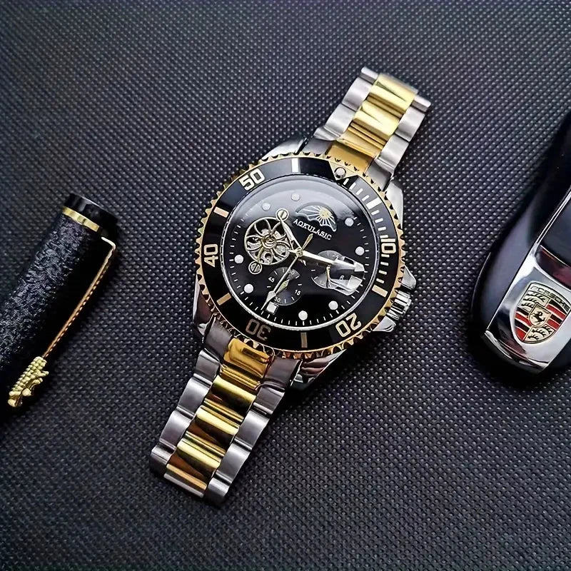 Montre mécanique de luxe pour hommes, montre haut de gamme pour hommes, montre mécanique entièrement automatique avec tourbillon, design squelette, montre-bracelet tendance polyvalente et élégante pour jeunes, cadeau pre