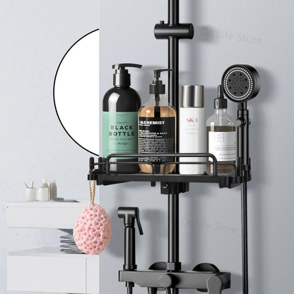 etagere salle de bains sans percage Étagère de douche extensible avec crochet, sans propositions, shampoing, support de pommeau de douche, accessoires