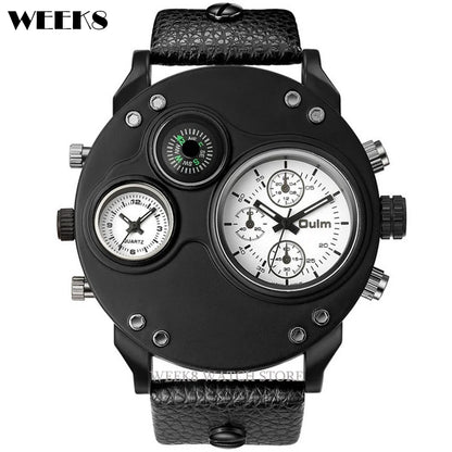 Montres de sport de luxe pour hommes, montre-bracelet militaire décontractée, grand cadran, boussole décorative, horloge à quartz, homme cool, unique, marque supérieure