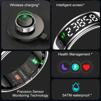 Xiaomi R12 anneau intelligent écran d'affichage tactile 5ATM étanche Bluetooth moniteur de santé contrôle des gestes sans fil charge Sport anneau