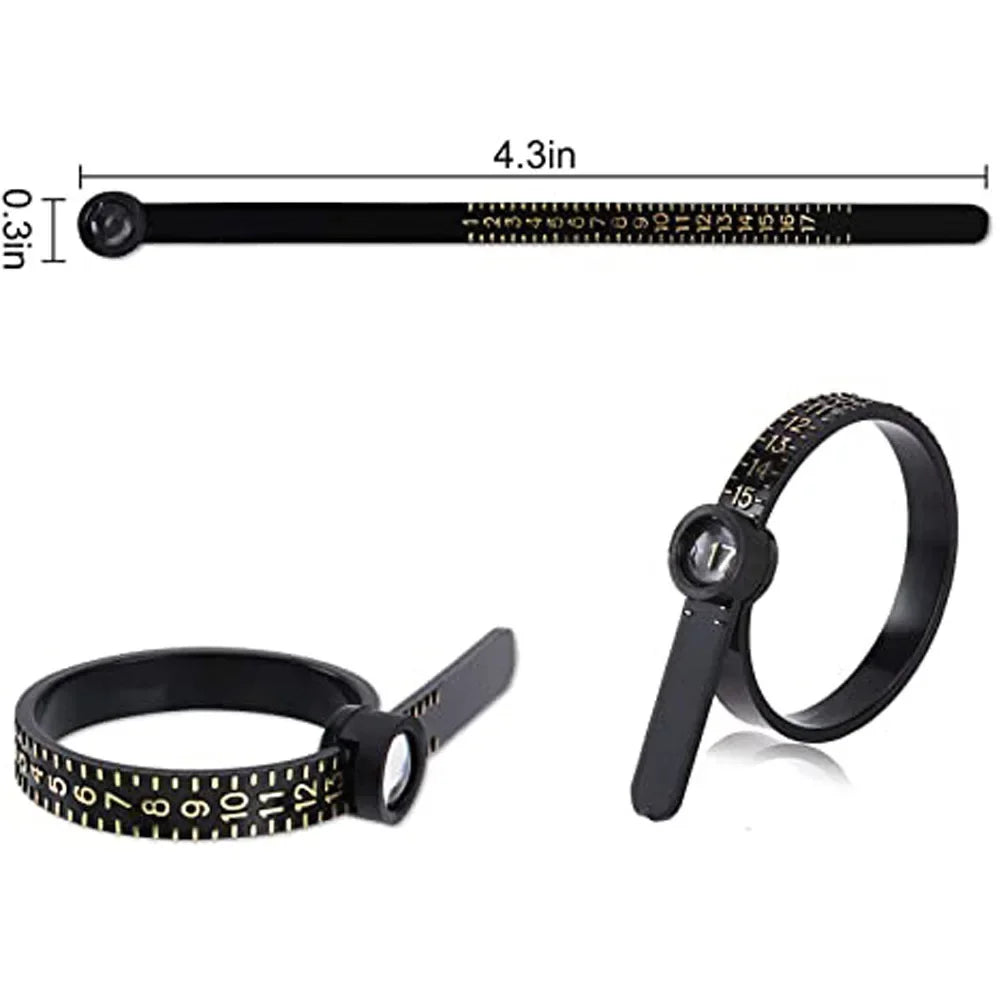 Anneau avec loupe, mesure avec anneau, règle souple, cercle de taille en plastique, filtre de taille, Durable