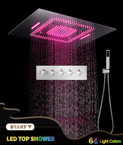 M Boenn polie 23 × 31 pouces pomme de douche intelligente pluie mitigeur thermostatique dissimulé grand système de douche LED ensemble de robinets de salle de bains