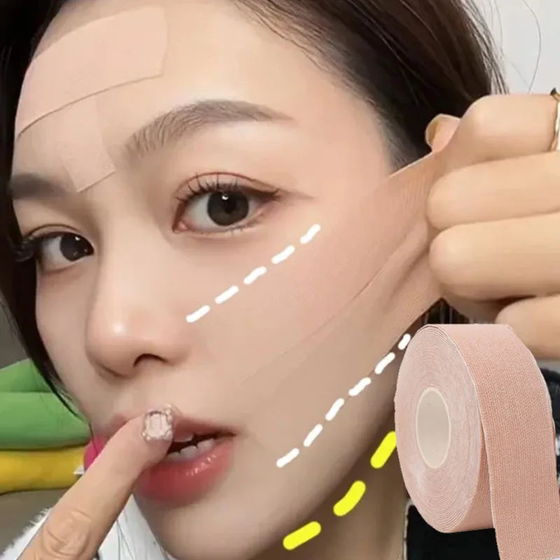 Bande de Lifting du visage instantanée 2.5CM x 5M, outil de Lifting de la peau, autocollant d'élimination des rides, Bandage élastique en V, outil de soins de la peau