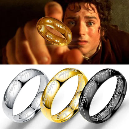 Seigneur des bagues de doigt film avec le même intérieur et extérieur gravure 3D bague sanskrit espagnole en acier inoxydable exquise