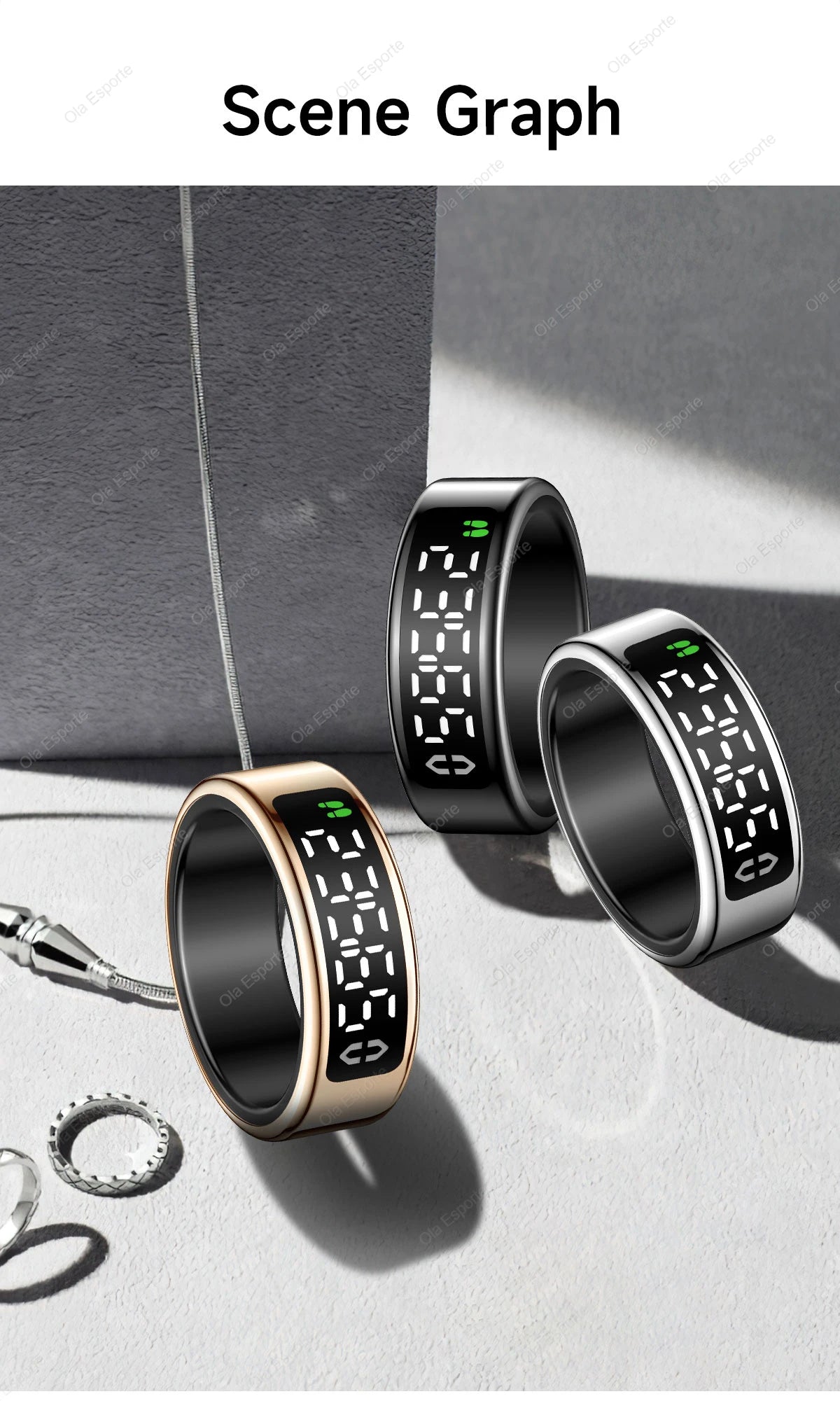Bague intelligente 2025 avec écran d'affichage et tactile, chargement sans fil, gestionnaire de santé, étanche 5 ATM pour hommes et femmes, bagues R12 R11