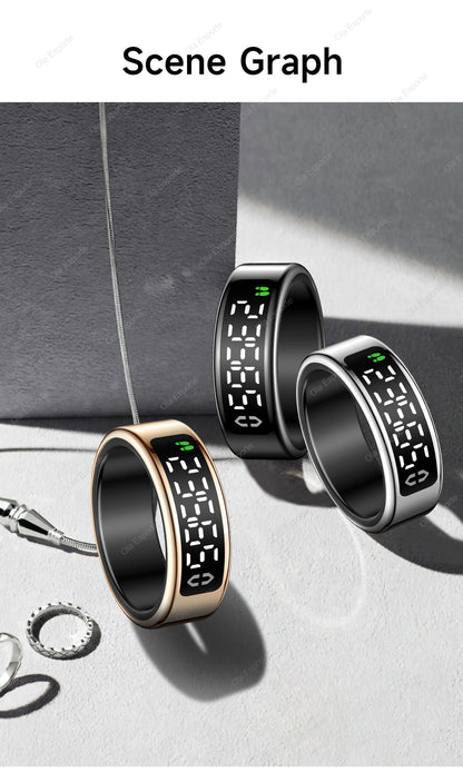 Bague intelligente 2025 avec écran d'affichage et tactile, chargement sans fil, gestionnaire de santé, étanche 5 ATM pour hommes et femmes, bagues R12 R11