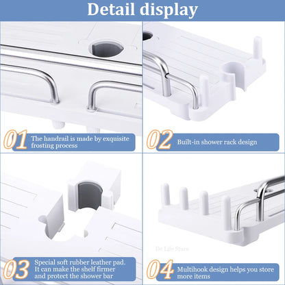 etagere salle de bains sans percage Étagère de douche extensible avec crochet, sans propositions, shampoing, support de pommeau de douche, accessoires