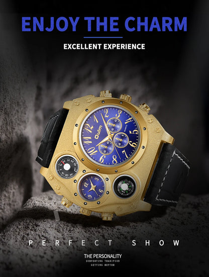 Montres de sport de luxe pour hommes, montre-bracelet militaire décontractée, grand cadran, boussole décorative, horloge à quartz, homme cool, unique, marque supérieure