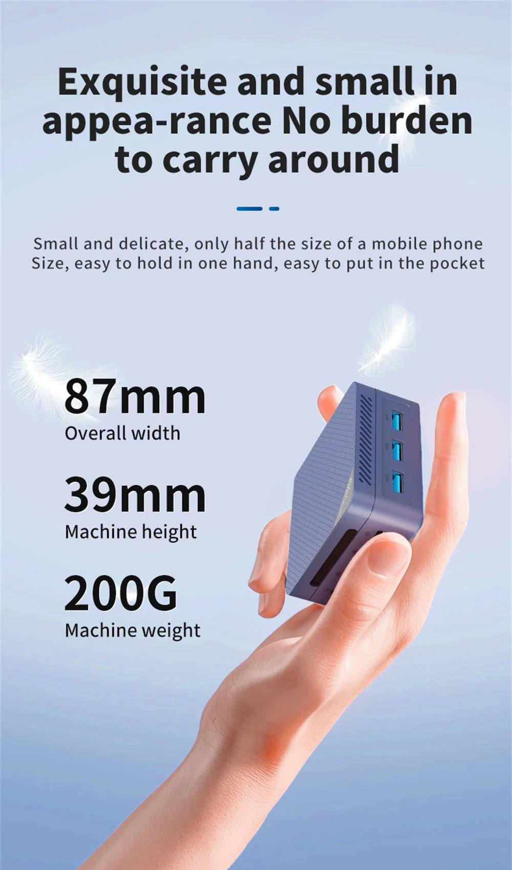 MLLSE G2 Pro Mini PC, processeur Intel Twin Lake N150, LPDDR5, 12 Go de RAM, 512 Go de SSD, Wi-Fi 5, BT5.0, Windows 11