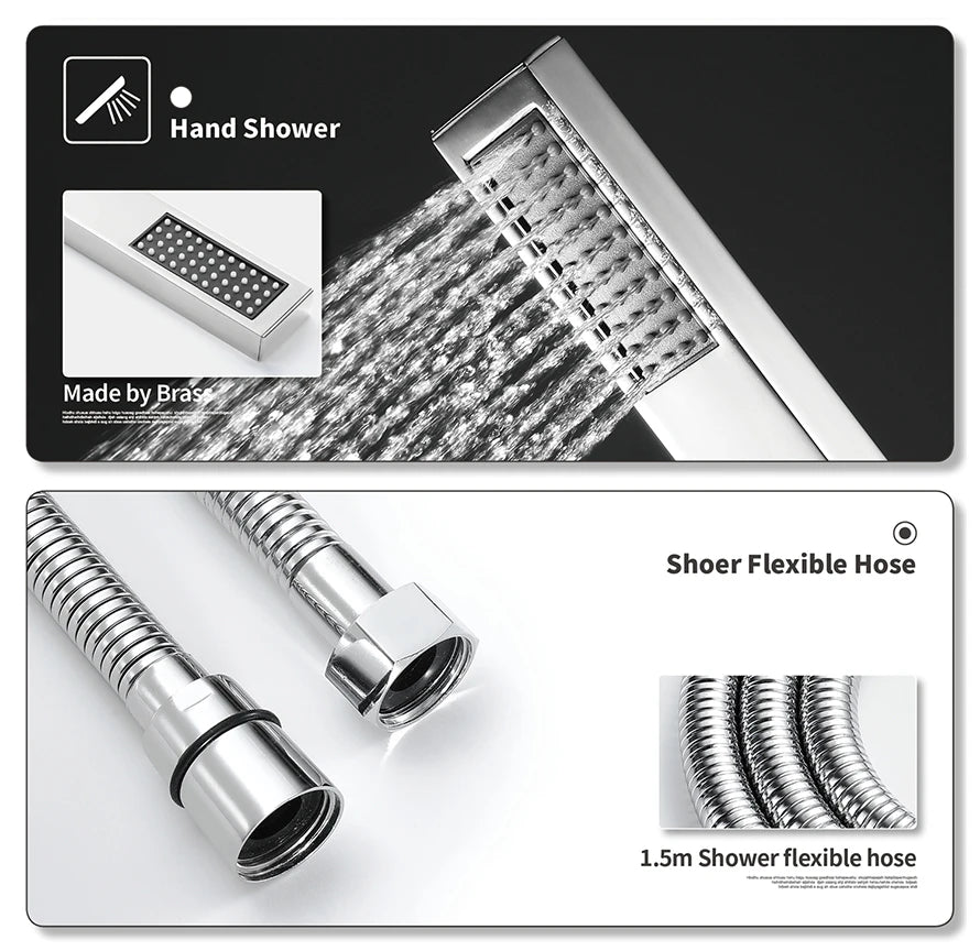 M Boenn polie 23 × 31 pouces pomme de douche intelligente pluie mitigeur thermostatique dissimulé grand système de douche LED ensemble de robinets de salle de bains