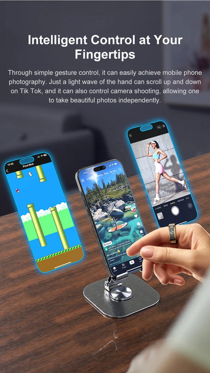 Xiaomi R12 anneau intelligent écran d'affichage tactile 5ATM étanche Bluetooth moniteur de santé contrôle des gestes sans fil charge Sport anneau