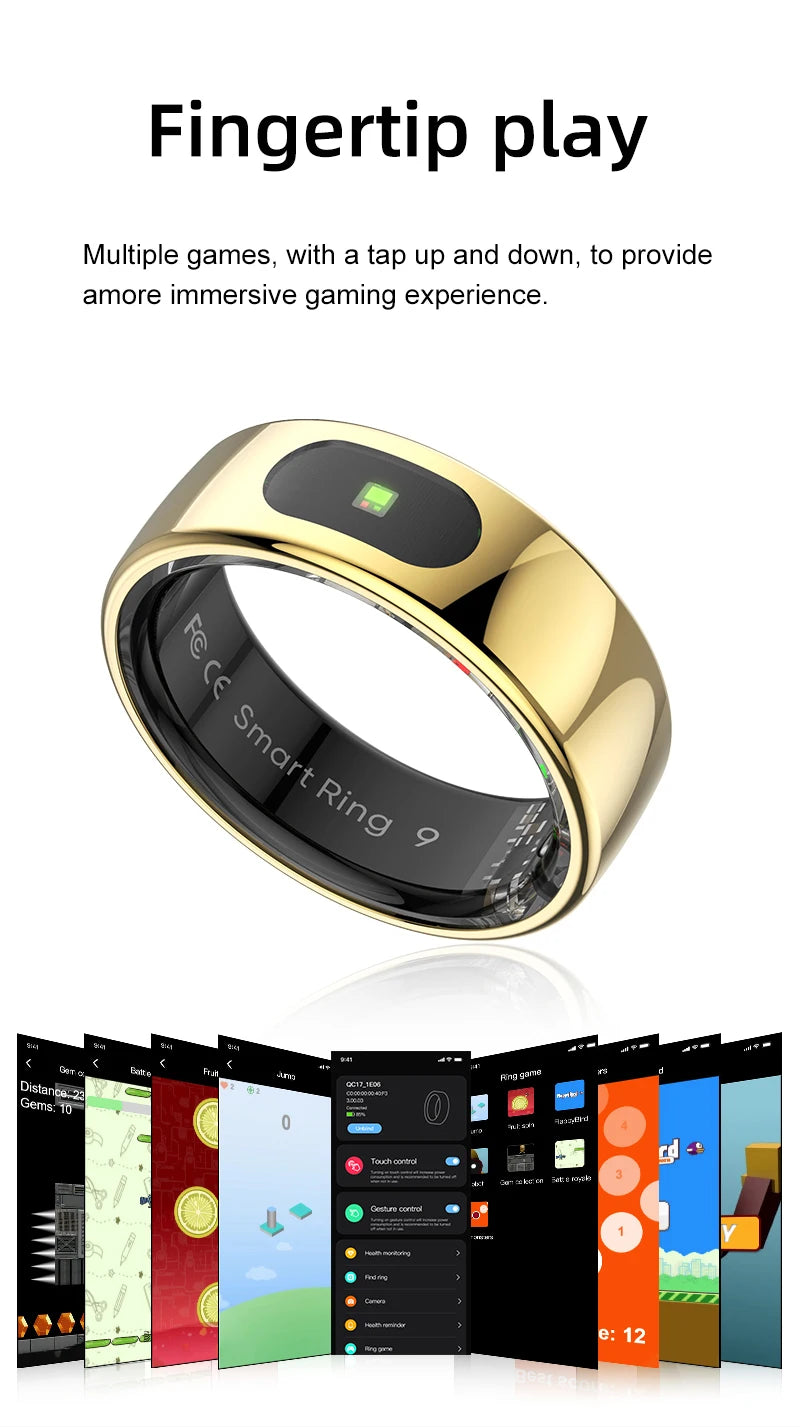 R08 anneau intelligent pour hommes femmes fonction de contrôle tactile moniteur de santé IP68 5ATM étanche mesure de la température de la peau anneau intelligent nouveau