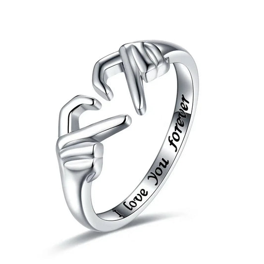 Bague romantique en forme de cœur pour femmes et hommes, je t'aime pour toujours, bague réglable pour Couple, fête de mariage, rencontres, bijoux cadeaux