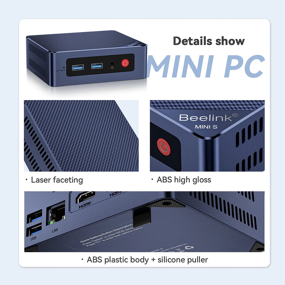 Beelink Mini S13 Intel Twin Lake N150 S12 Pro N100 16G 500G Windows 11 Mini S 11th N5095 DDR4 8GB 128GB ordinateur de bureau N95