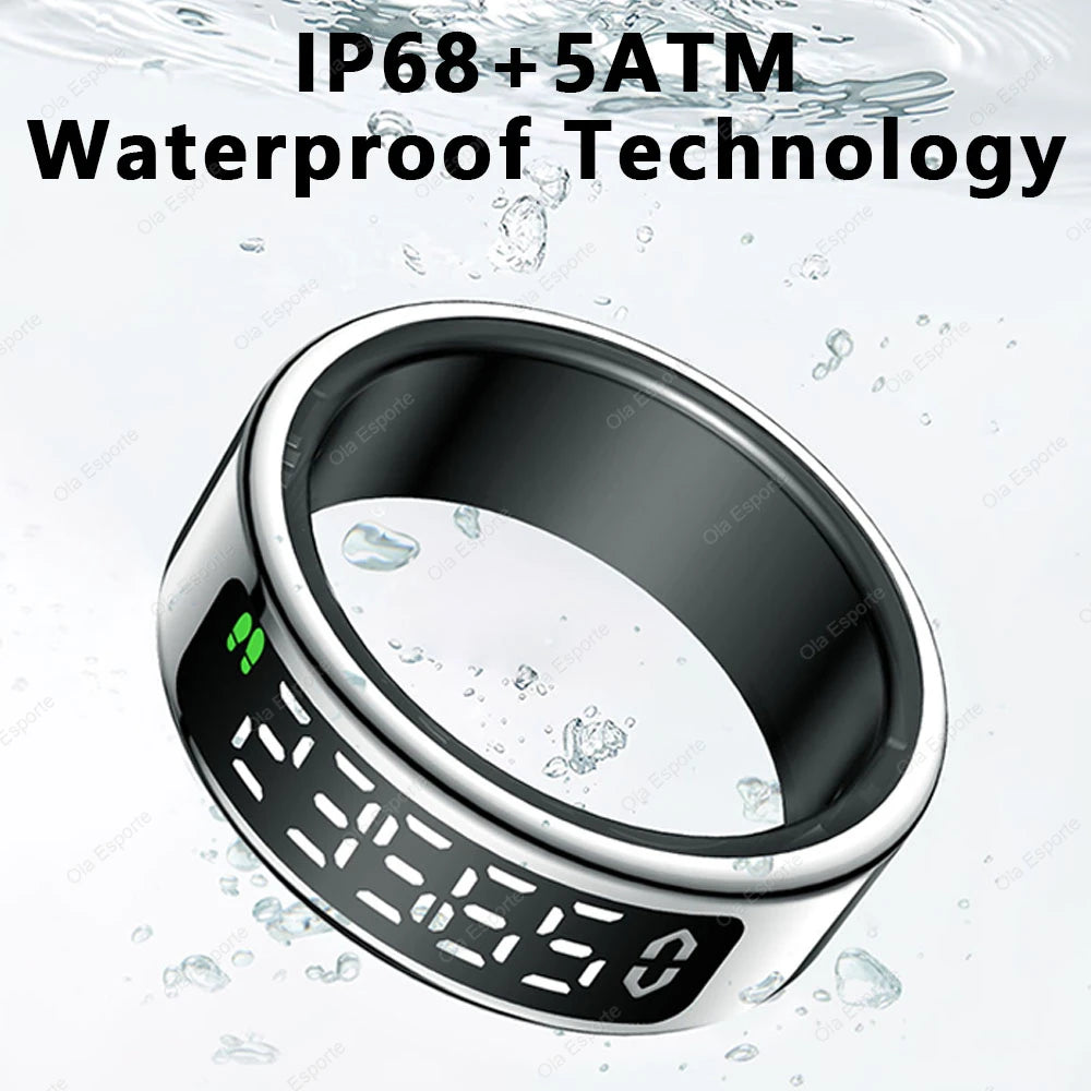 Bague intelligente 2025 avec écran d'affichage et tactile, chargement sans fil, gestionnaire de santé, étanche 5 ATM pour hommes et femmes, bagues R12 R11