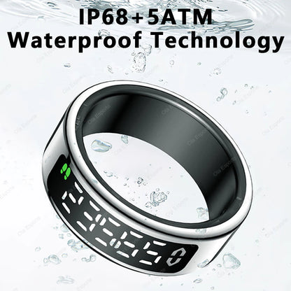 Bague intelligente 2025 avec écran d'affichage et tactile, chargement sans fil, gestionnaire de santé, étanche 5 ATM pour hommes et femmes, bagues R12 R11