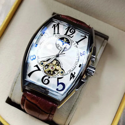 Montre-Bracelet Mécanique existent de Luxe pour Homme, Modules Tourbillon, Horloge-Bracelet, Boîtier Tonneau